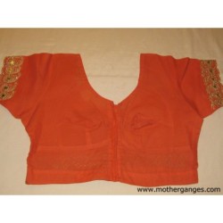 Blusa sari naranja algodón bordada